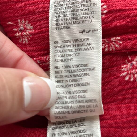 Fat Face UK Women Peasant Top Ditsy Floral Print Short Sleeve Red Size 18 J120 - Picture 8 of 9